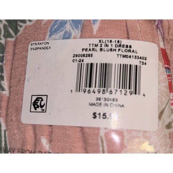 Time & Tru Maternity Floral 2 ways‎ to wear dress smocked New size XL (16/18) - Picture 6 of 6